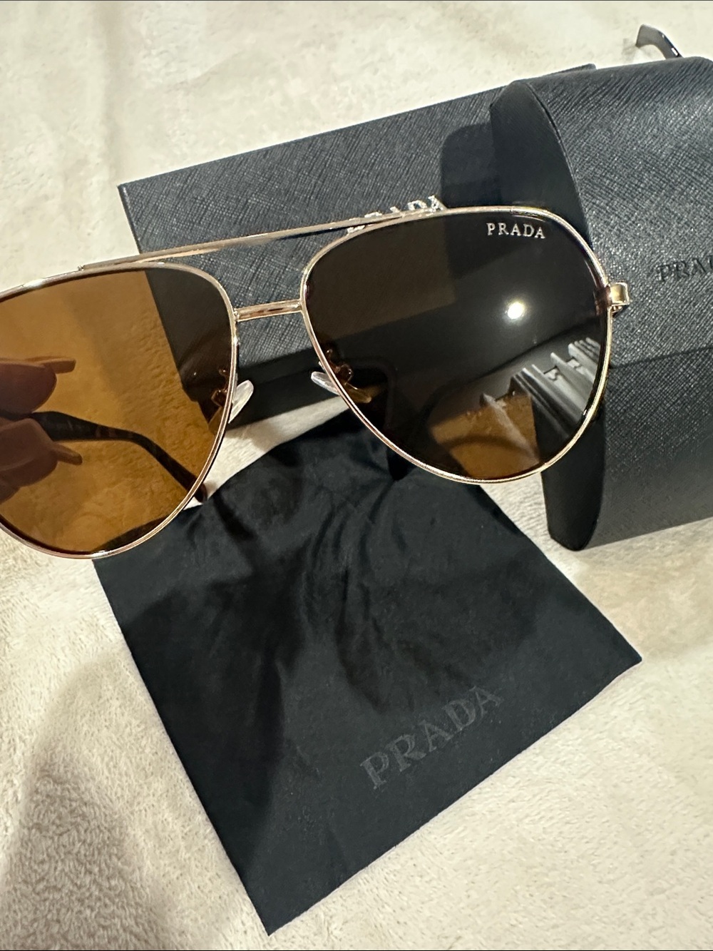 Prada women’s Gold Frame Sunglasses with Brown Lenses - Picture 4 of 4